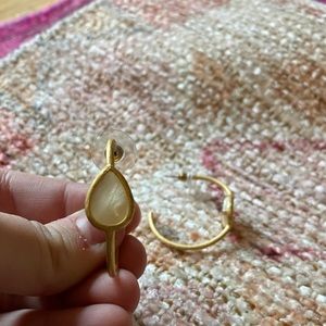 gold tone and mother of pear hoop earrings